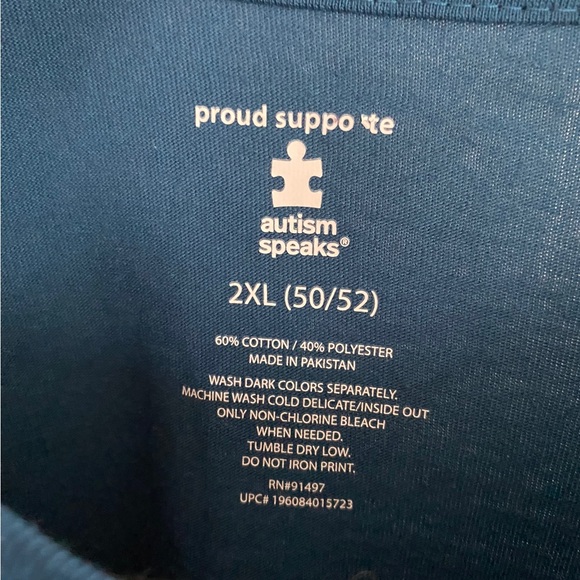 Autism Speaks Awareness Blue Shirt Tee Men's Size 2XL - Picture 3 of 4